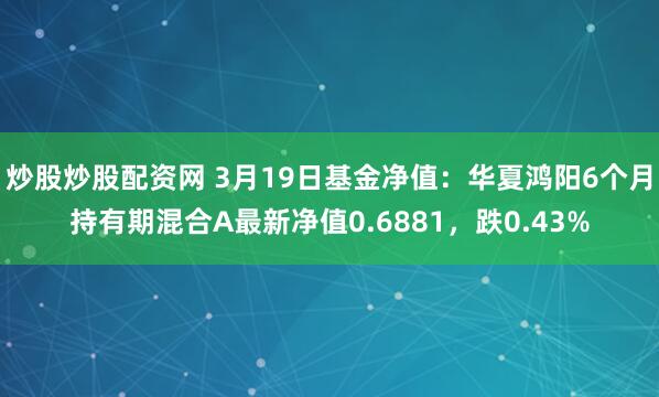 炒股炒股配资网 3月19日基金净值：华夏鸿阳6个月持有期混合A最新净值0.6881，跌0.43%