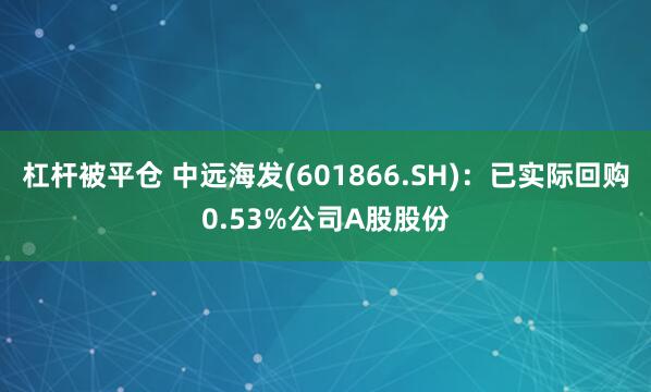 杠杆被平仓 中远海发(601866.SH)：已实际回购0.53%公司A股股份