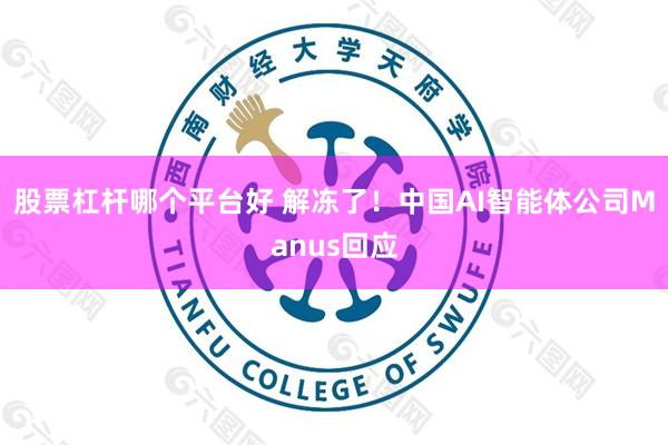 股票杠杆哪个平台好 解冻了！中国AI智能体公司Manus回应
